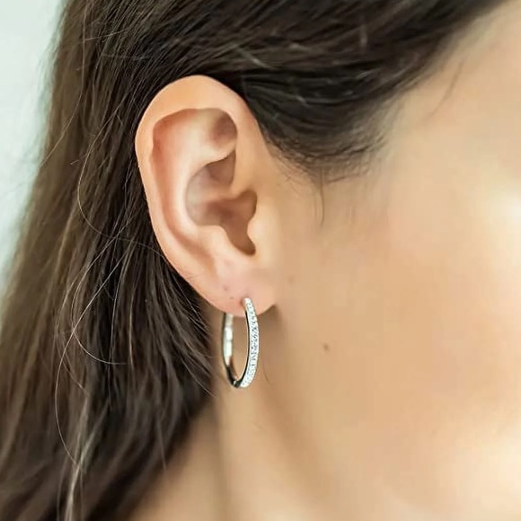 NWT Swarovski Crystal hoops - Picture 2 of 3